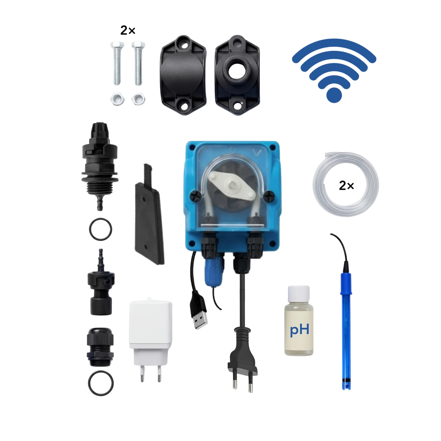 WiFiPOOL UNO pH doseerpomp - complete installatiekit - zwembad tot 150m³