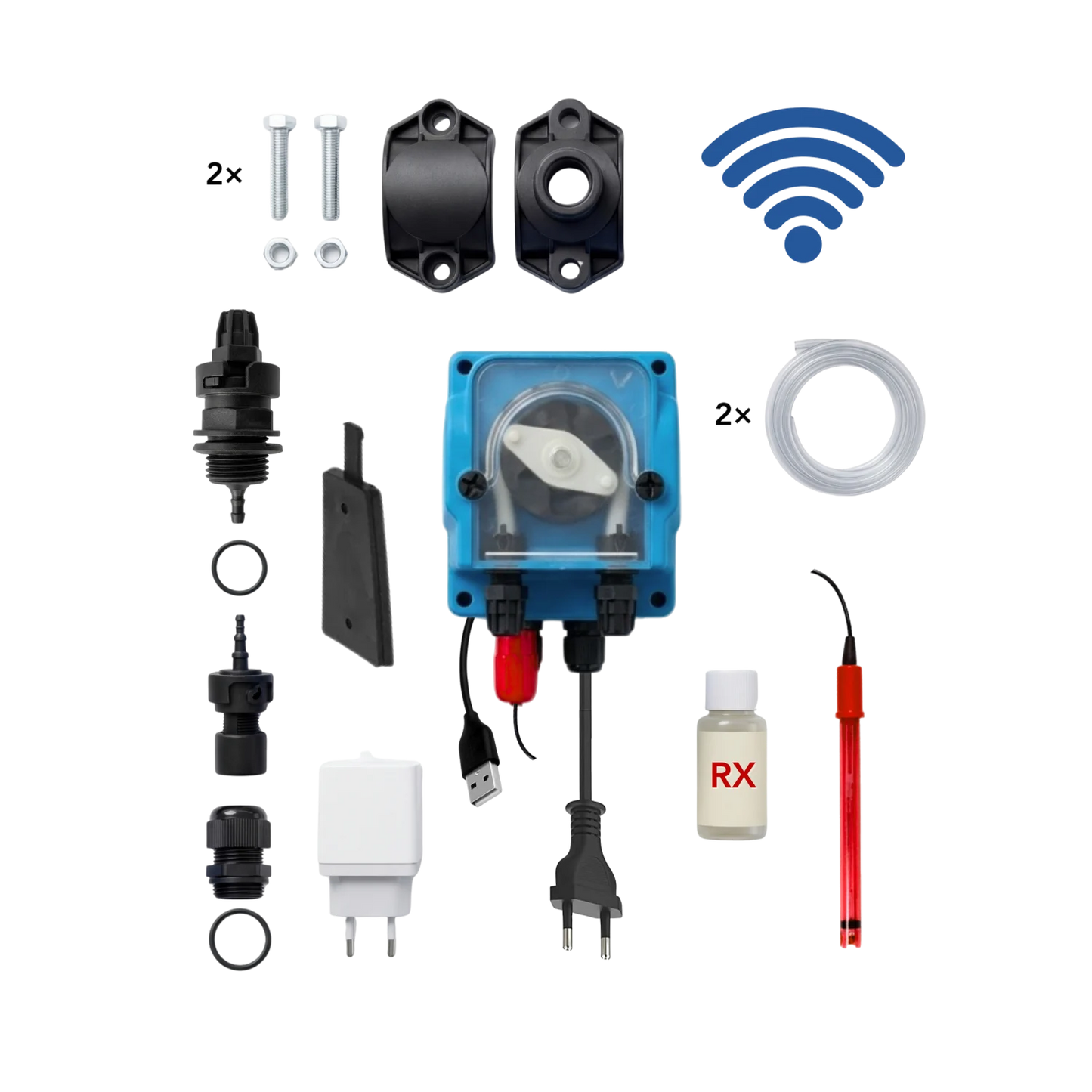 WiFiPOOL UNO RX Chloor doseerpomp - complete installatiekit - zwembad tot 150m³