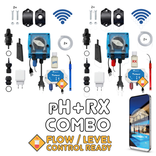 WiFiPOOL UNO pH + RX doseerpompen - complete installatiekit - zwembad tot 150m³