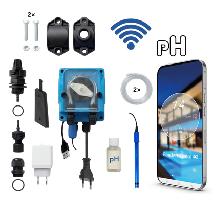 WiFiPOOL UNO pH doseerpomp - complete installatiekit - zwembad tot 150m³