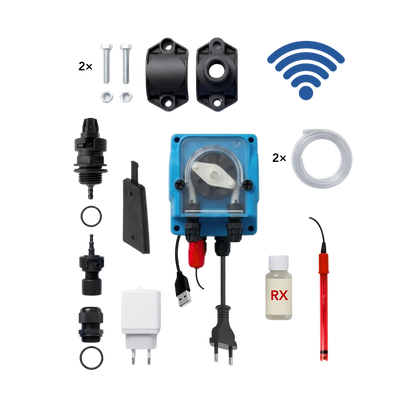 WiFiPOOL UNO RX Chloor doseerpomp - complete installatiekit - zwembad tot 150m³