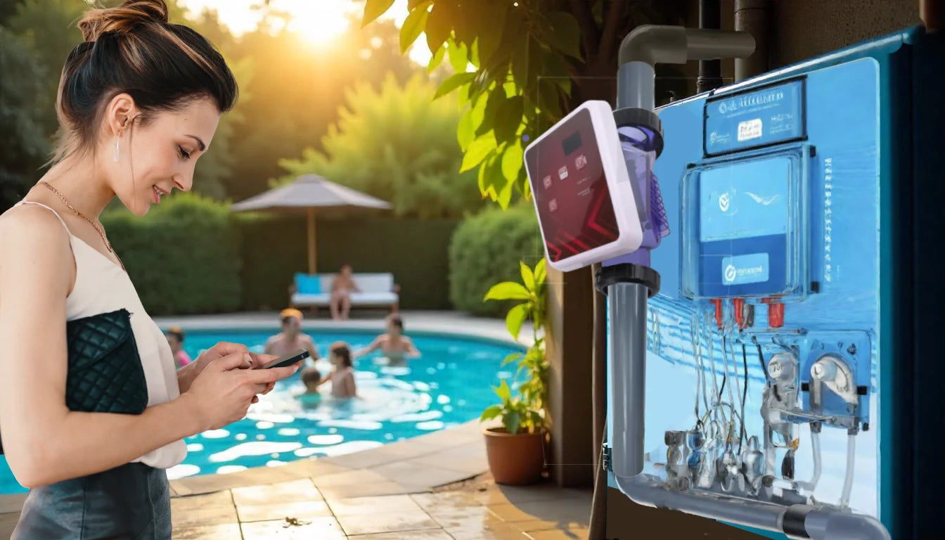 Zoutelektrolyse SR voorgemonteerd met PH-, RX- en debiet regeling - zwembad tot 150m³ - WiFi | Display - Niveau regeling in optie