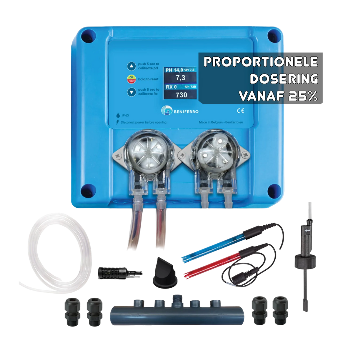 Pool TWIN COMBO - Compact doseerapparaat vloeibare Chloor/pH regeling  - zelfbouwpakket  - zwembad/spa 1 tot 150m³