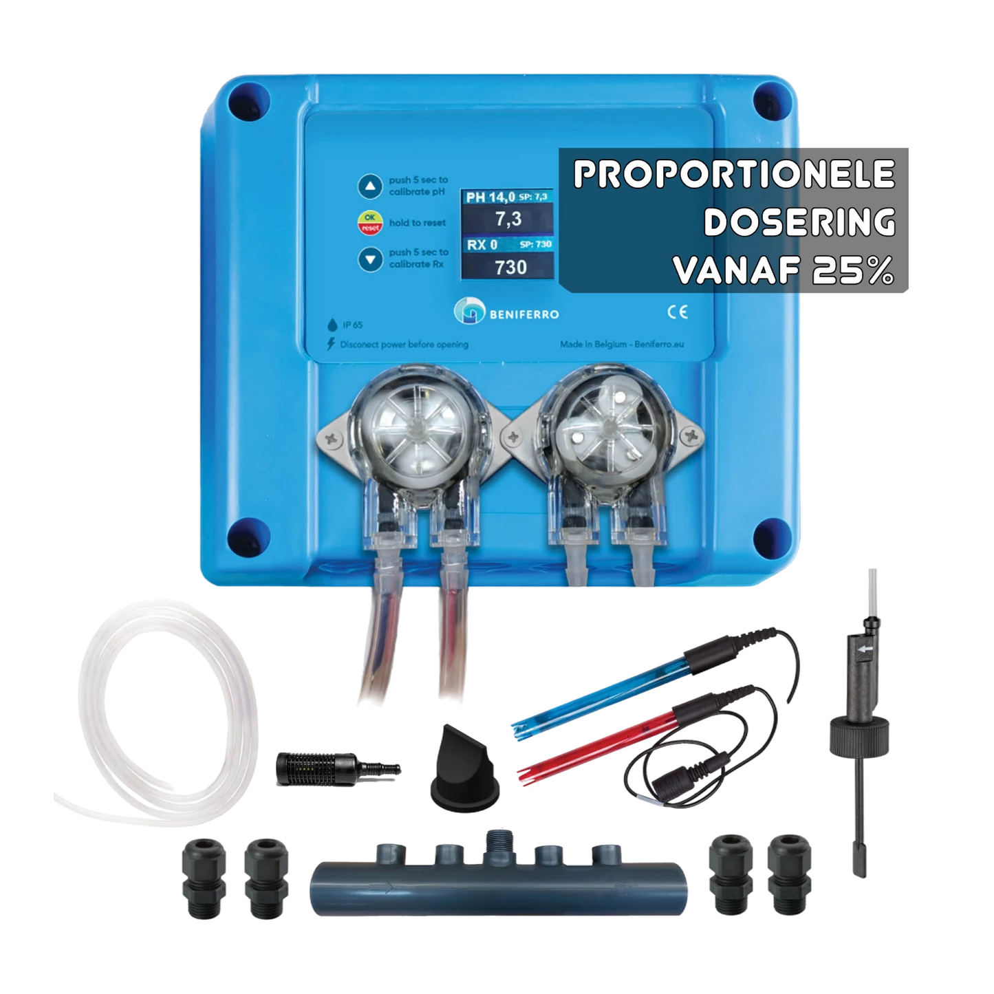 Pool TWIN COMBO - Compact doseerapparaat vloeibare Chloor/pH regeling  - zelfbouwpakket  - zwembad/spa 1 tot 150m³