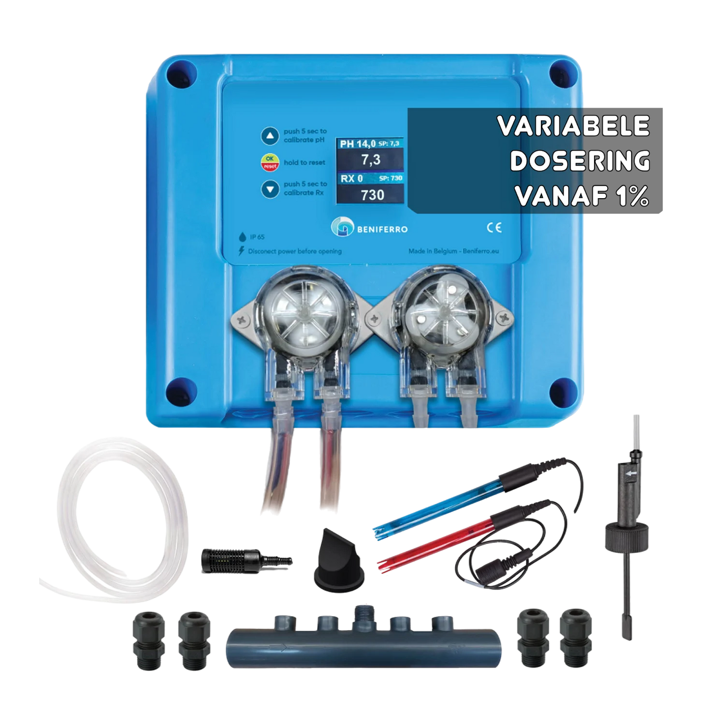 Pool TWIN COMBO - Compact doseerapparaat vloeibare Chloor/pH regeling  - zelfbouwpakket  - zwembad/spa 1 tot 150m³