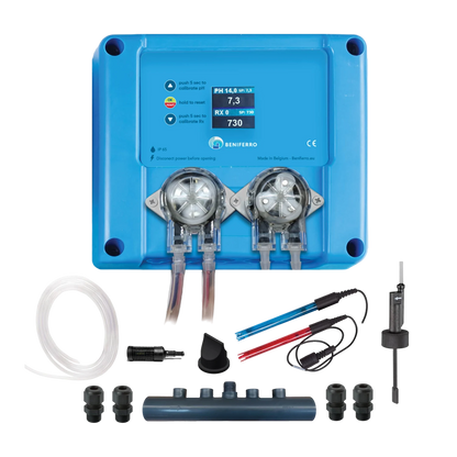 Pool TWIN COMBO - Compact doseerapparaat vloeibare Chloor/pH regeling - zelfbouwpakket  - zwembad/spa 10 tot 150m³