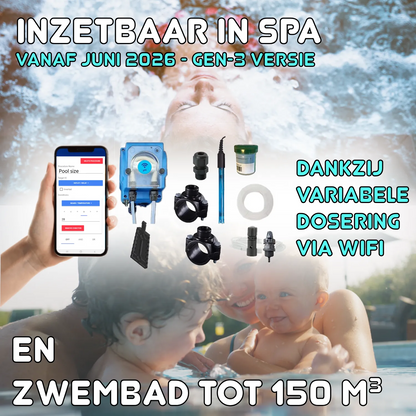 WiFiPOOL UNO-P pH + RX doseerpompen - complete installatiekit - zwembad tot 150m³