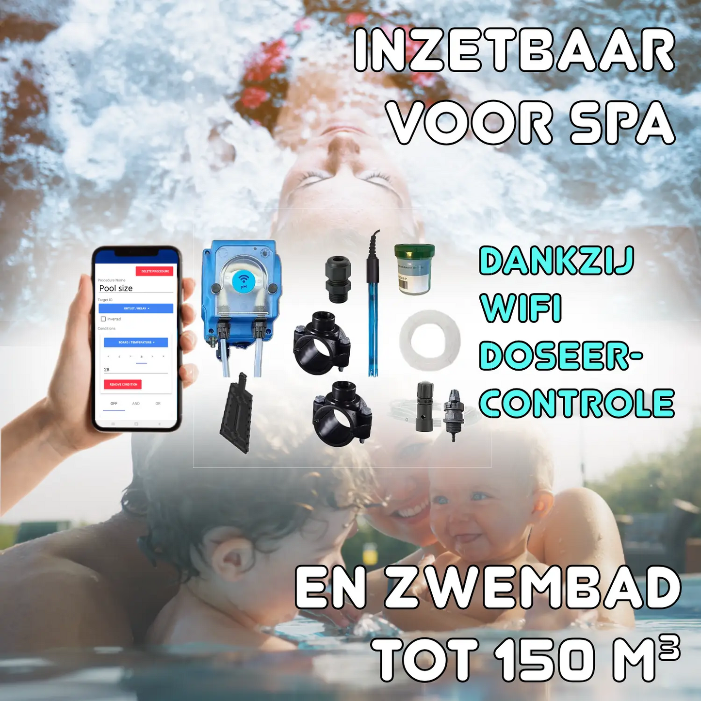 Wifipool pH peristaltische pomp - complete meet- en controle kit - zwembad tot 150m³